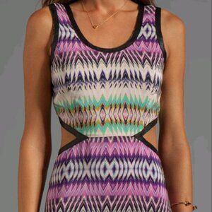 NWT Parker 100% Silk Mini Dress - Shockwave Tribal Pattern - Size M Medium